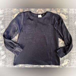 Banana Republic Silky Textured Blue Long Sleeve Blouse